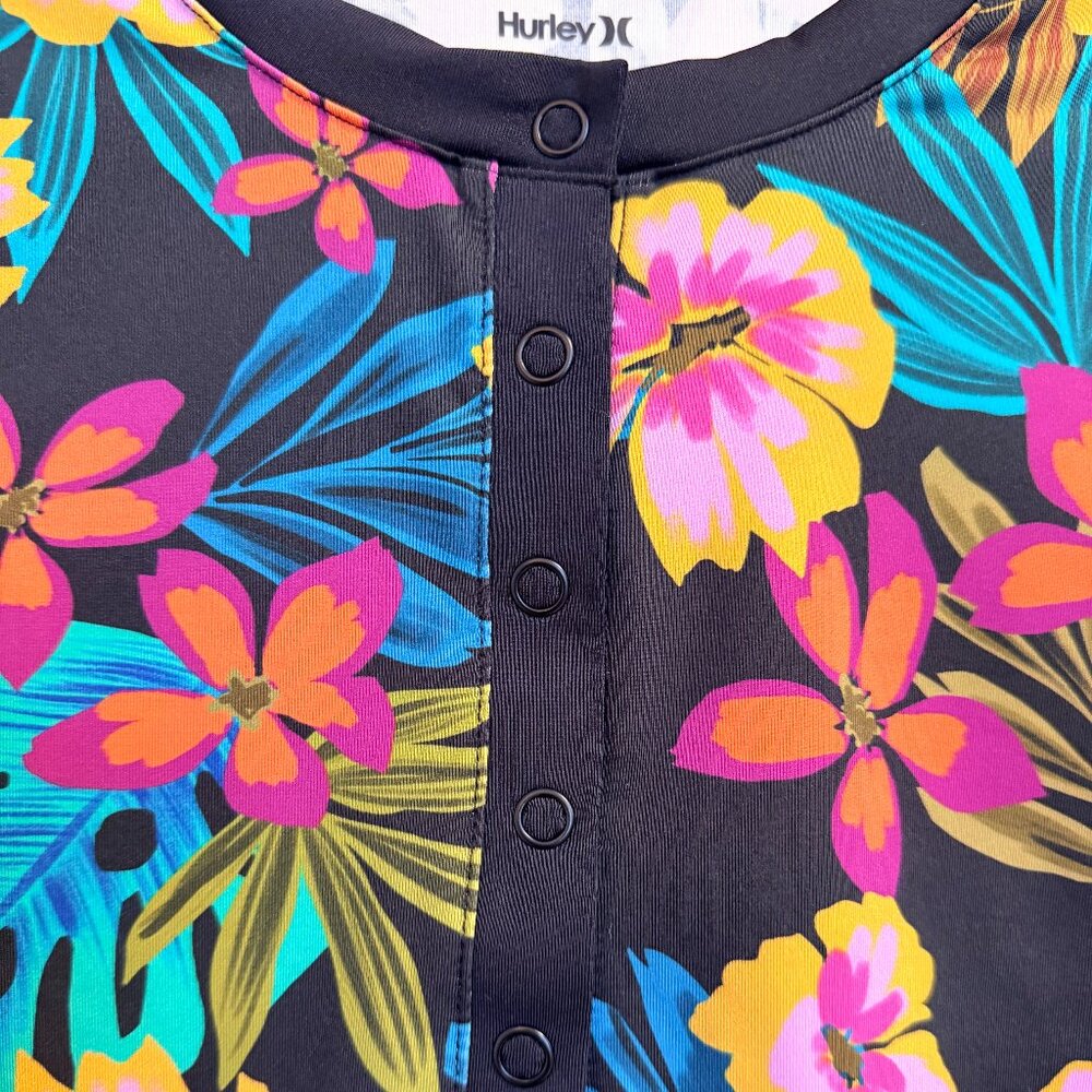Hurley Floral Cropped Rash Guard UPF 50+ Size M NWT - Picture 2 of 11